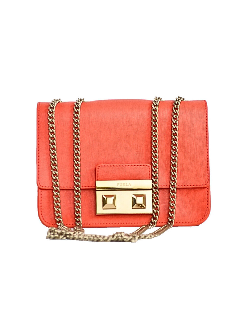 Furla Metropolis Leather chain Shoulder Bag Pink